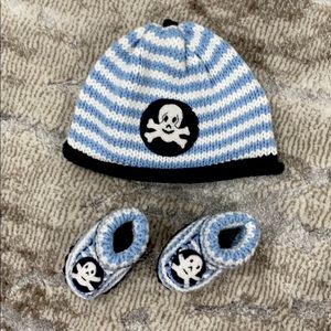 Baby Skull Hat and Bootie Set